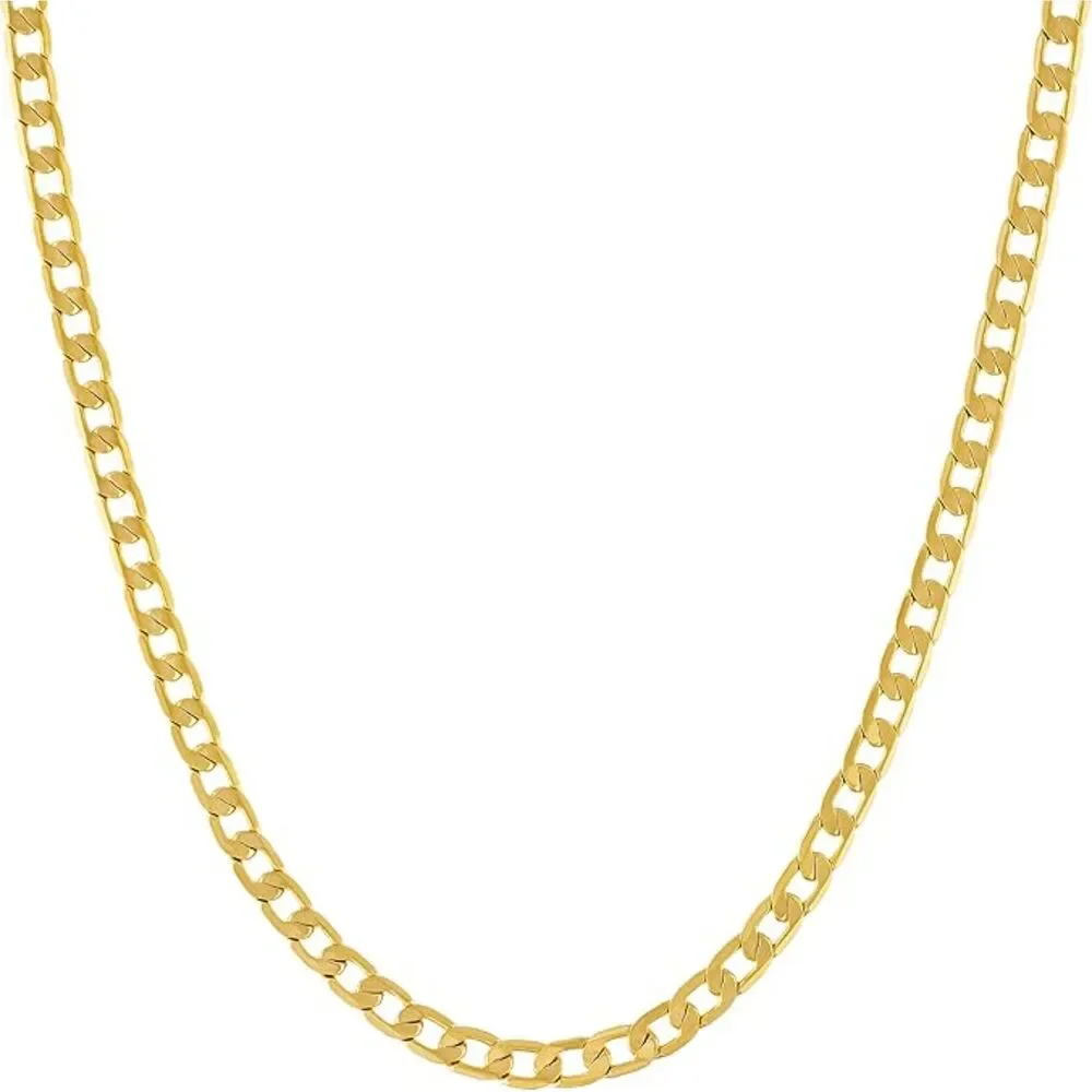 LIFETIME JEWELRY Beveled Cuban Link Curb Chain Necklace 24k Gold Plate 20